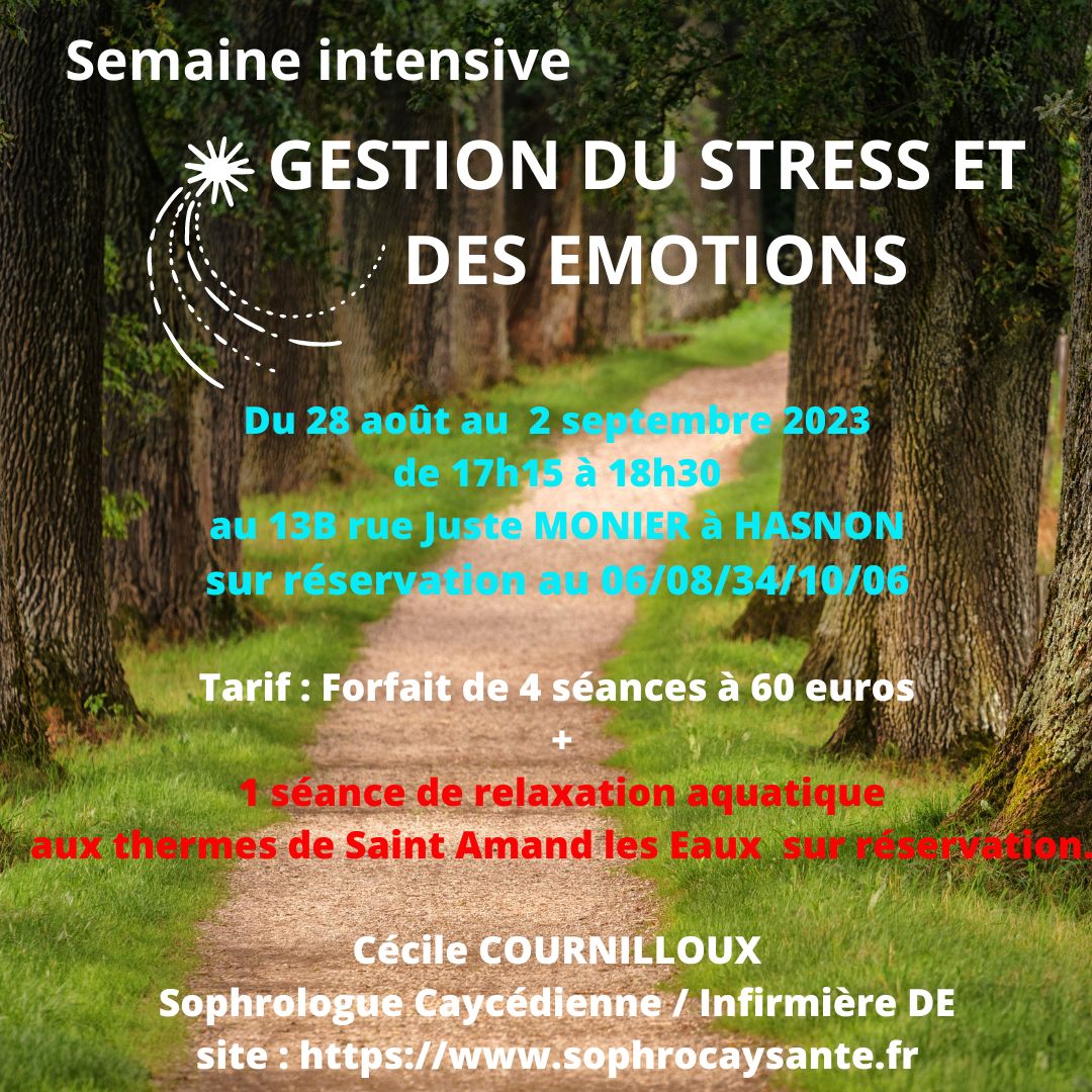 28 août au 2 septembre – Semaine Gestion du stress et des émotions