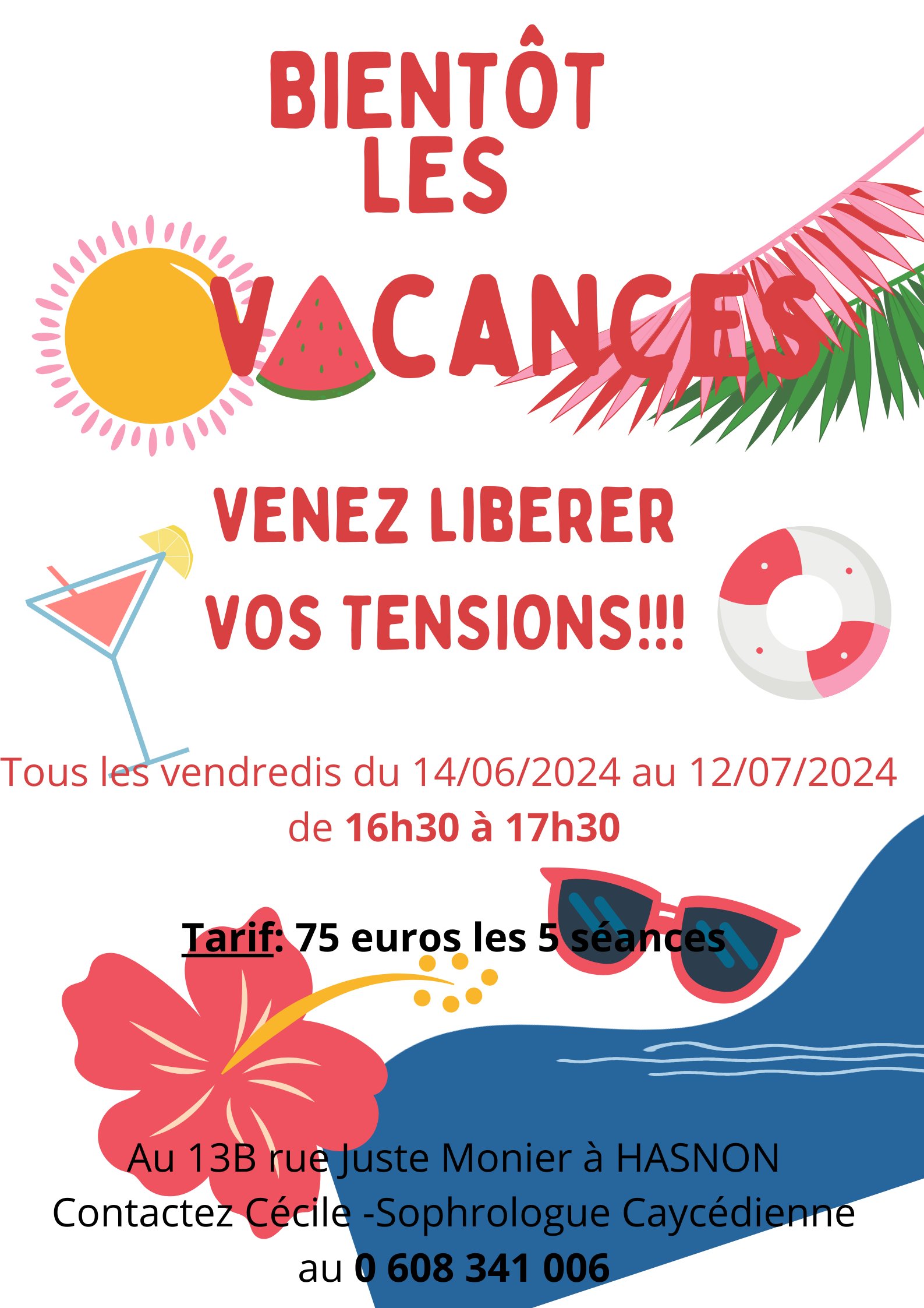 Post instagram vacances illustration rouge typographie (Affiches)